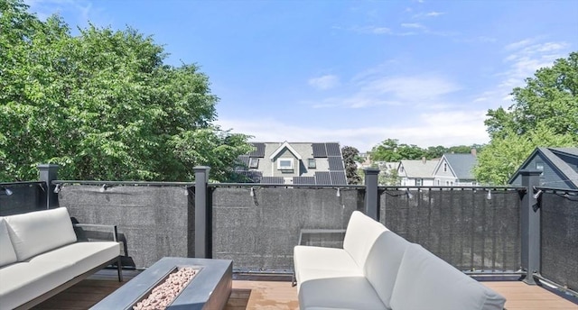 7 Newman St, Cambridge, MA 02140 - view of patio with an outdoor living space with a fire pit and a balcony