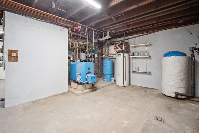 basement with gas water heater