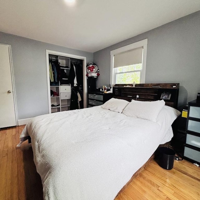 bedroom featuring a closet and wood finished floors