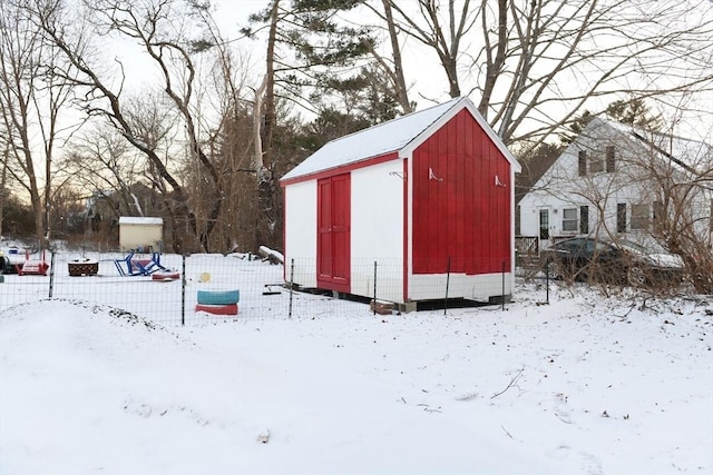 view of snow covered structure