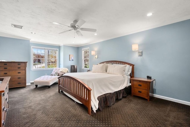 57 Bouffard Dr, Marlborough, MA 01752 - bedroom with carpet flooring, baseboards, visible vents, and ornamental molding
