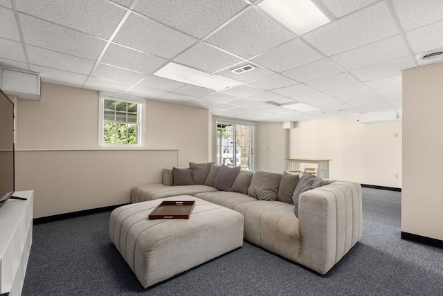 57 Bouffard Dr, Marlborough, MA 01752 - carpeted living area featuring a drop ceiling and plenty of natural light