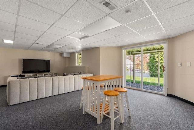 57 Bouffard Dr, Marlborough, MA 01752 - carpeted dining room featuring baseboards, visible vents, and a paneled ceiling