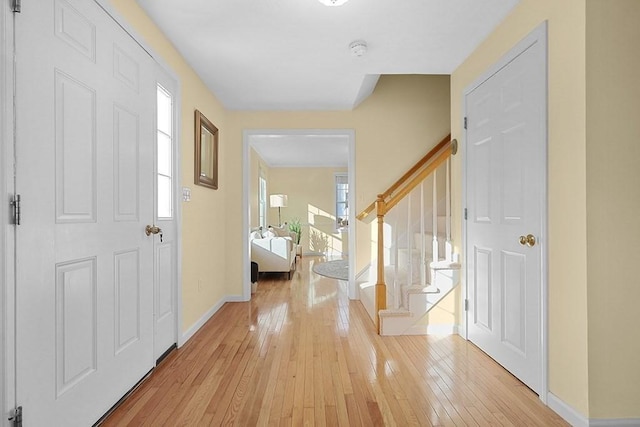 foyer entrance featuring light wood-type flooring