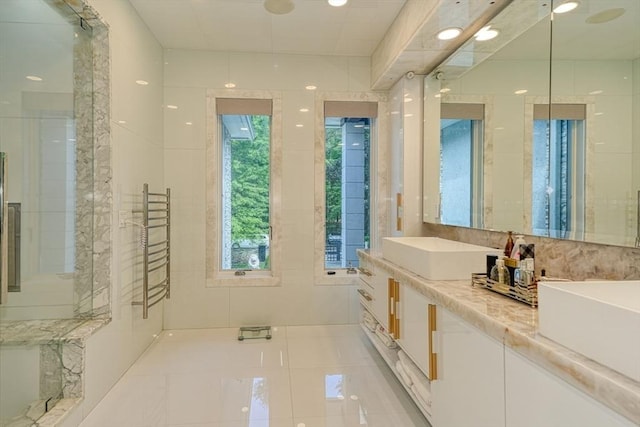 290 Massapoag Rd, Tyngsborough, MA 01879 - bathroom featuring vanity, tile patterned floors, and a towel warmer