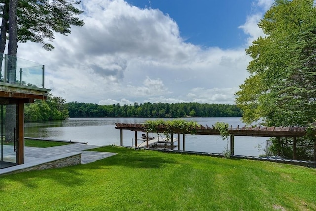 290 Massapoag Rd, Tyngsborough, MA 01879 - dock featuring a water view, a yard, and a wooded view