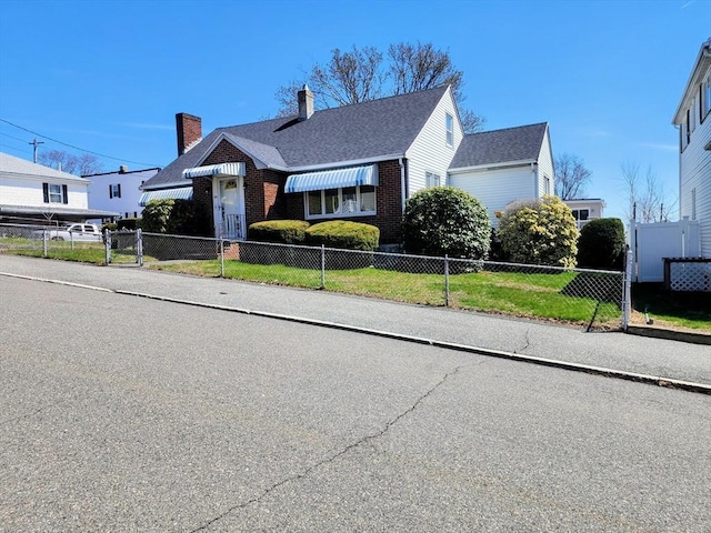 55 Kilburn St, Revere, MA 02151 - bungalow featuring a chimney, brick siding, and fence