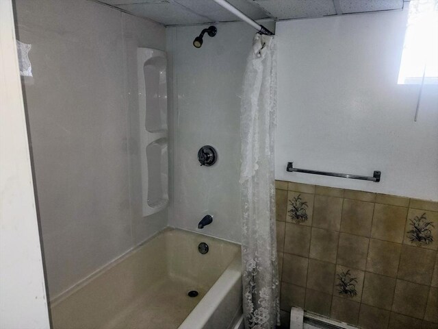 55 Kilburn St, Revere, MA 02151 - full bath with shower / bath combo and a paneled ceiling