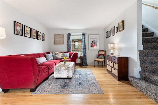 2 Olympia Ave, Woburn, MA 01801 - living room featuring stairs and wood finished floors