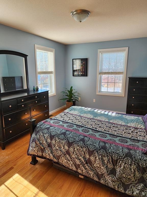 bedroom with light hardwood / wood-style floors