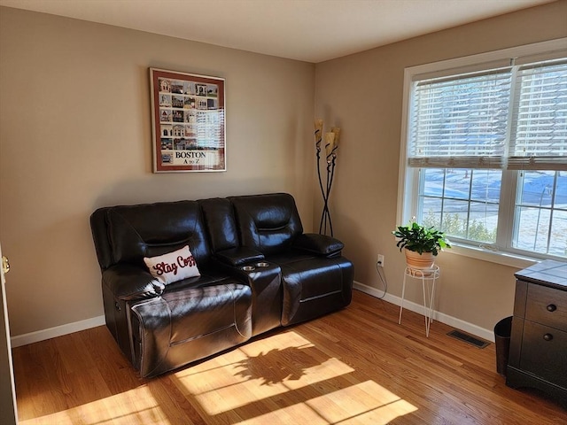 living room with light wood-type flooring