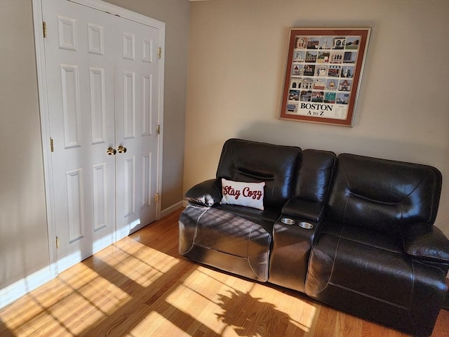 living room with light hardwood / wood-style flooring