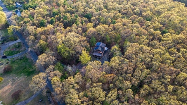 aerial view featuring a forest view