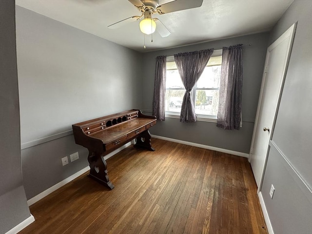 miscellaneous room featuring hardwood / wood-style flooring and ceiling fan