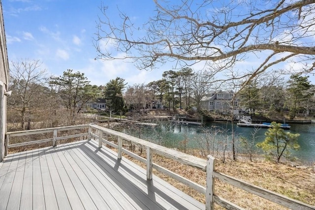 deck with a water view
