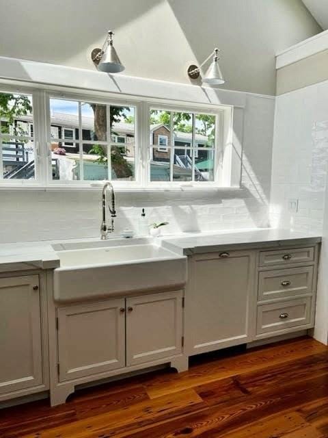 8 S St, Dennis, MA 02639 - bar area with a sink, tasteful backsplash, plenty of natural light, and lofted ceiling