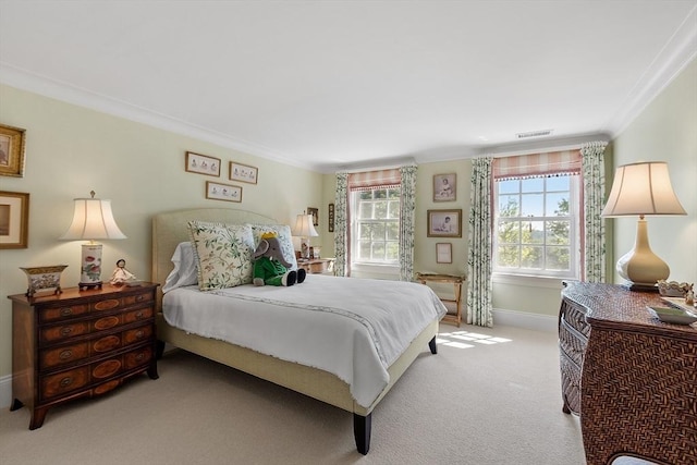 29 Willard Cmn, Concord, MA 01742 - bedroom featuring light carpet, ornamental molding, and baseboards