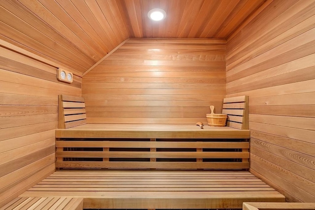 29 Willard Cmn, Concord, MA 01742 - relaxing sauna / steam room featuring wood ceiling, wooden walls, and recessed lighting
