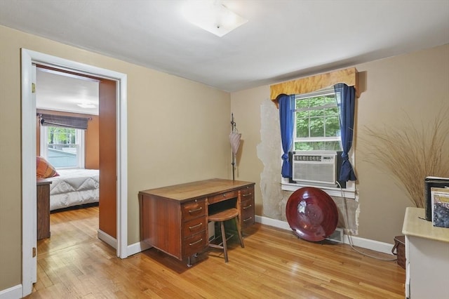 49 Winchendon Rd, Templeton, MA 01436 - home office with light wood-style flooring and cooling unit