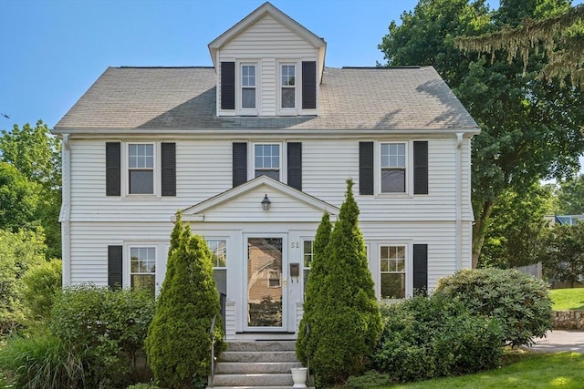 52 Myrtle St, Newton, MA 02465 - view of front of house with entry steps and a shingled roof