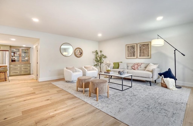 living room with light wood-type flooring