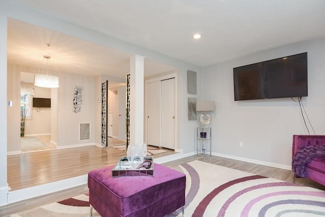 living room featuring light hardwood / wood-style flooring