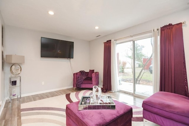 living room featuring light hardwood / wood-style flooring