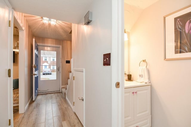 interior space with light hardwood / wood-style floors