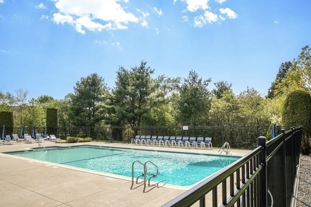 view of swimming pool featuring a patio