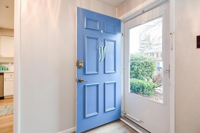 entrance foyer with light hardwood / wood-style flooring