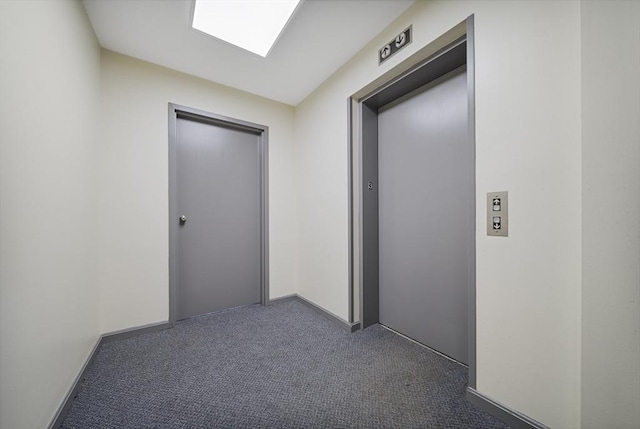 34 Newhall St Unit 313, Lowell, MA 01852 - hall with elevator and dark carpet