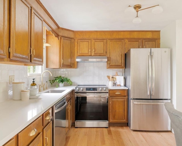 50 Hillside Rd, Tewksbury, MA 01876 - kitchen with appliances with stainless steel finishes, a sink, under cabinet range hood, and brown cabinetry