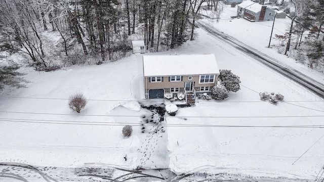 view of snowy aerial view