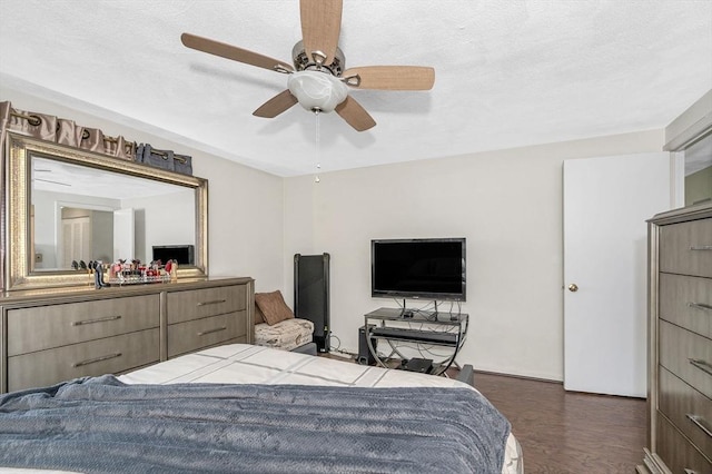 10 Woodcrest Ct Unit 6, Weymouth, MA 02190 - bedroom featuring a ceiling fan, a textured ceiling, and dark wood finished floors