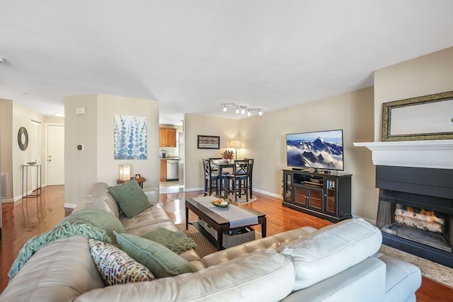 living room with wood-type flooring