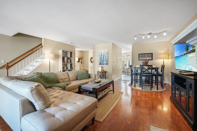 living room with wood-type flooring