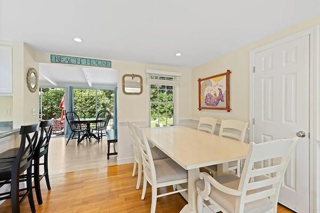 4 Wildwood Ave, Harwich, MA 02645 - dining room with light wood-style flooring and recessed lighting