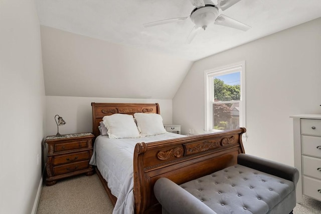 23 Hanson St, Wakefield, MA 01880 - bedroom featuring light colored carpet, vaulted ceiling, ceiling fan, and baseboards