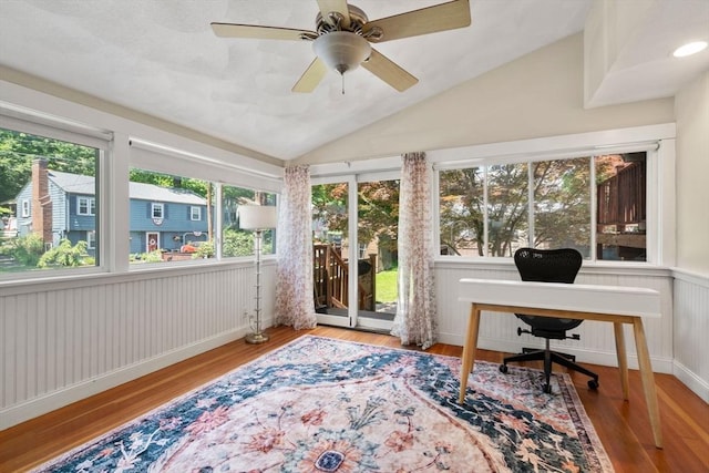 23 Hanson St, Wakefield, MA 01880 - office space featuring vaulted ceiling, healthy amount of natural light, wood finished floors, and ceiling fan