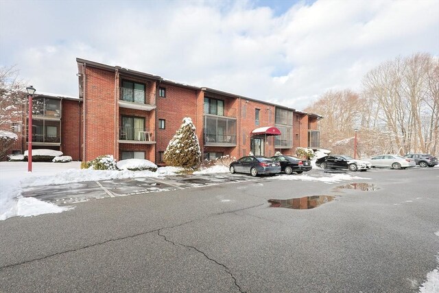 view of snow covered property