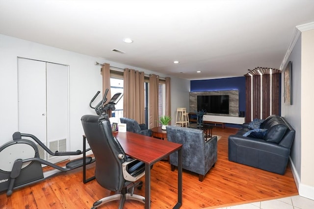 living room with light wood-type flooring