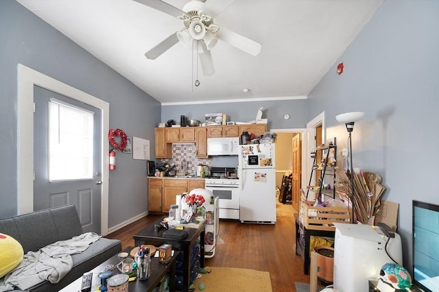 186 Summit St, Pawtucket, RI 02860 - living area with ceiling fan and dark wood-type flooring