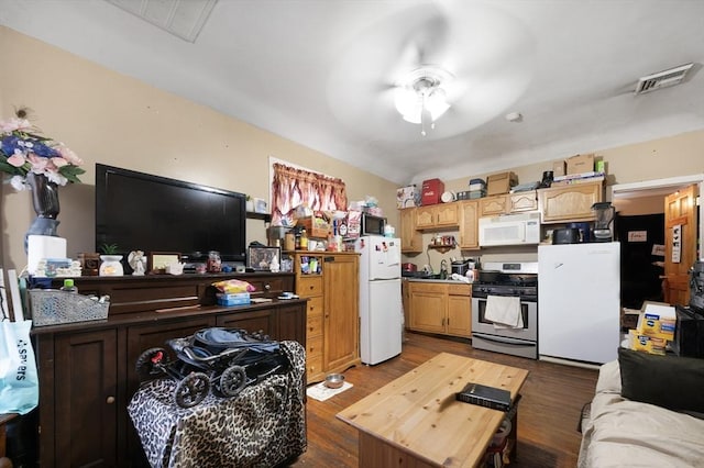 186 Summit St, Pawtucket, RI 02860 - living room with dark wood-type flooring and ceiling fan