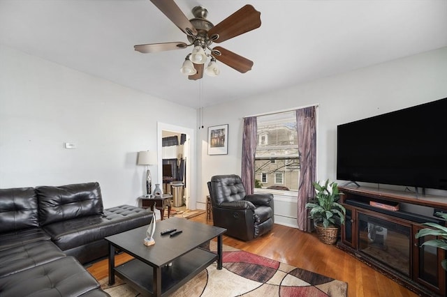 186 Summit St, Pawtucket, RI 02860 - living area with a ceiling fan and wood finished floors