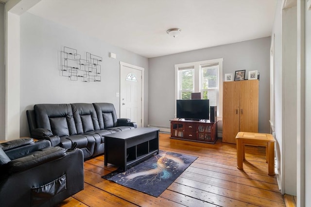 12 Cross St, Pepperell, MA 01463 - living room with baseboard heating and wood-type flooring