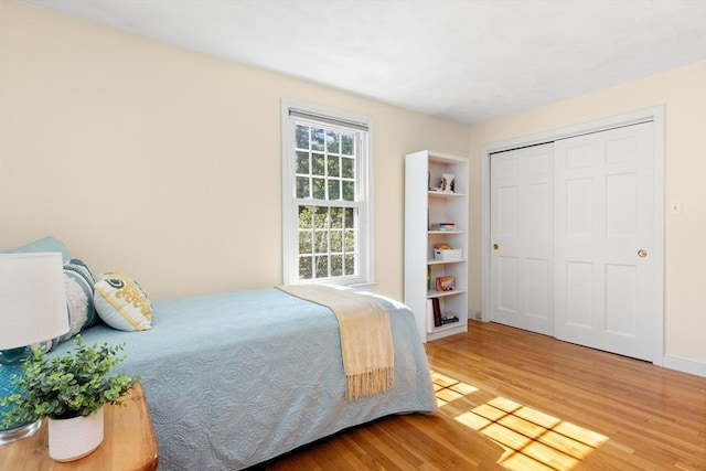 1005 Forest St, North Andover, MA 01845 - bedroom featuring light wood-style flooring, a closet, and baseboards