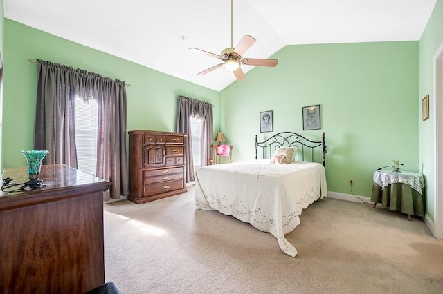 75 Orchard Meadow Dr Unit 75, Shrewsbury, MA 01545 - bedroom featuring vaulted ceiling, a ceiling fan, baseboards, and light carpet