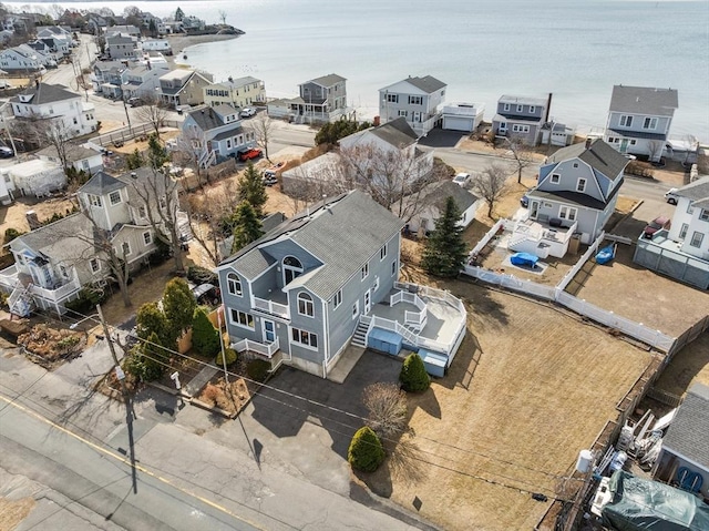 11 Fox Hill Rd, Nahant, MA 01908 - birds eye view of property with a water view and a residential view