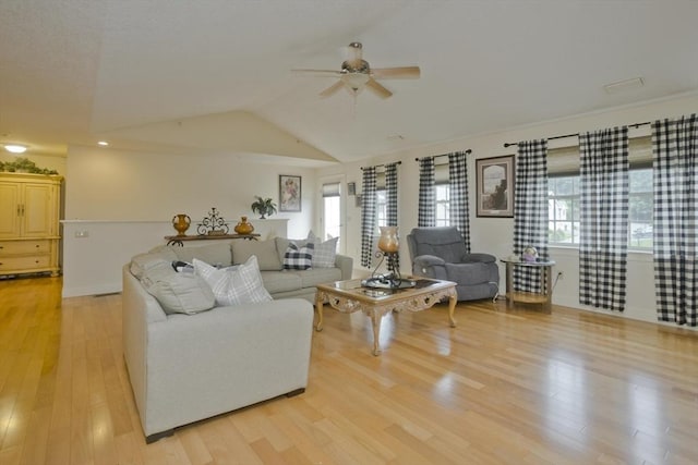717 Northampton St Unit 41, Holyoke, MA 01040 - living room with ceiling fan, light wood-style flooring, and lofted ceiling