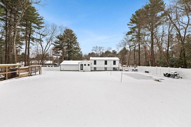 view of yard covered in snow